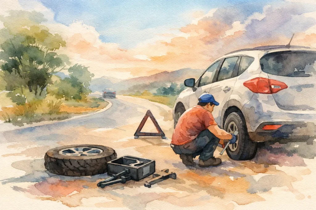 How to Fix Flat Tyre Roadside Safely