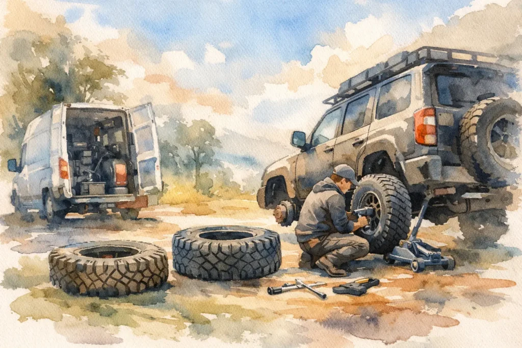 Mobile Tyre Replacement for 4x4 Vehicles