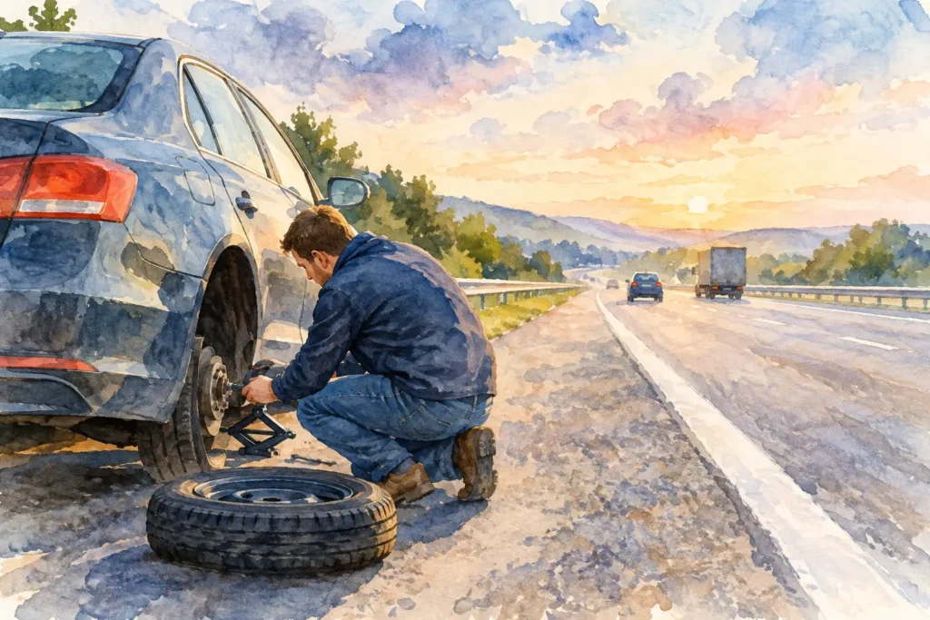 Motorway Blowout Response Example for Drivers